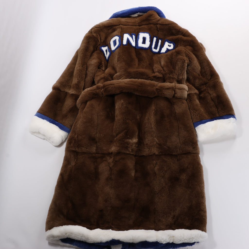 DONDUP Lapin Fur Coat in Brown, Size 42 IT