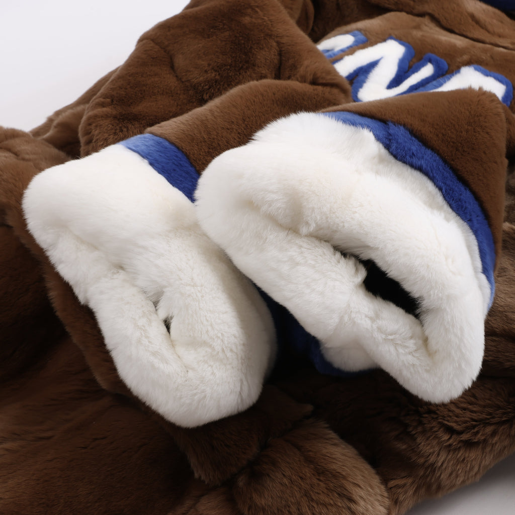 DONDUP Lapin Fur Coat in Brown, Size 42 IT
