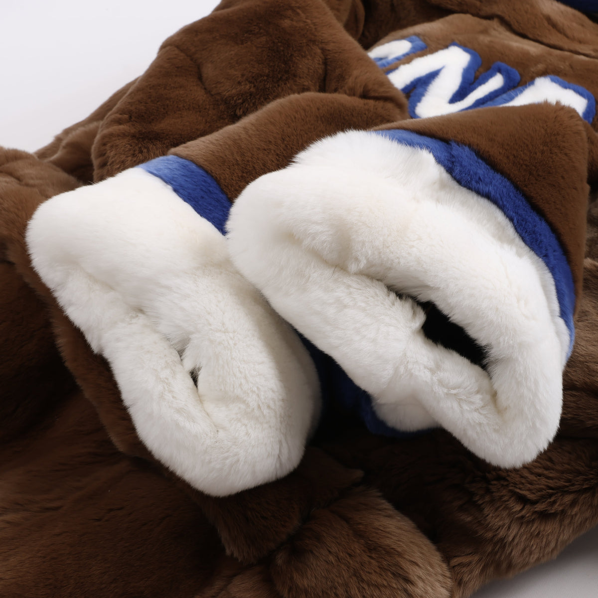 DONDUP Lapin Fur Coat in Brown, Size 42 IT