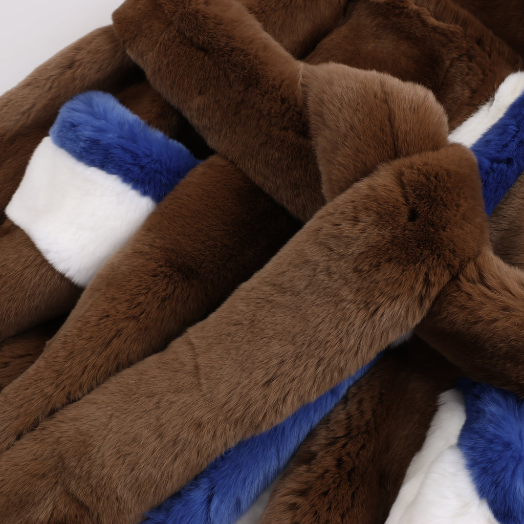 DONDUP Lapin Fur Coat in Brown, Size 42 IT