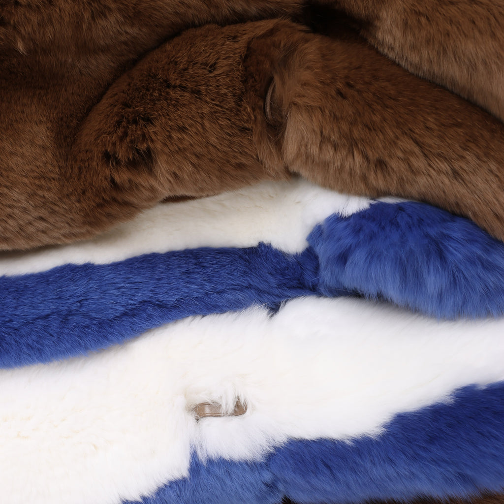 DONDUP Lapin Fur Coat in Brown, Size 42 IT