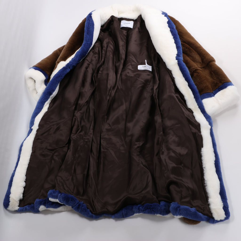 DONDUP Lapin Fur Coat in Brown, Size 42 IT