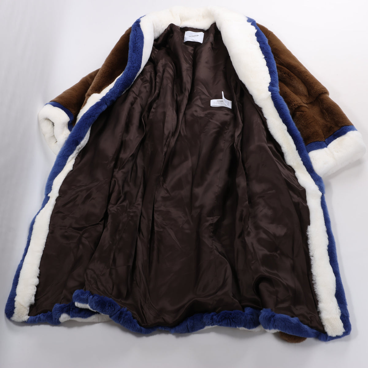 DONDUP Lapin Fur Coat in Brown, Size 42 IT