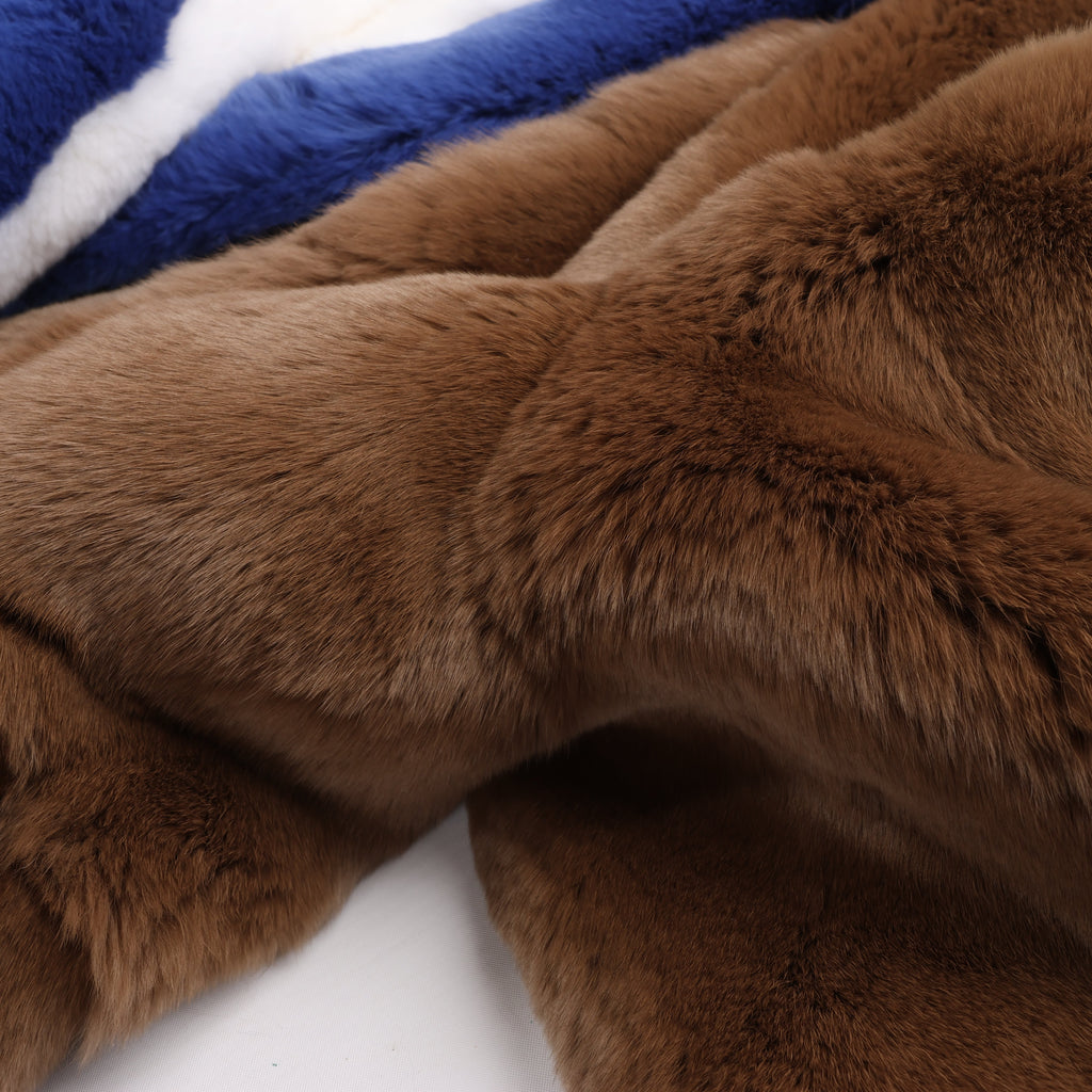 DONDUP Lapin Fur Coat in Brown, Size 42 IT