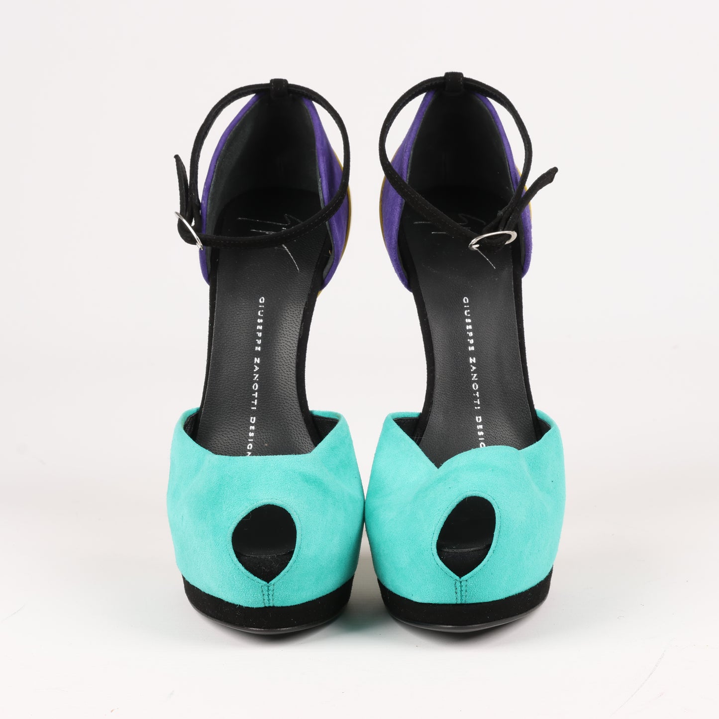 GIUSEPPE ZANNOTTI Suede Colorblock Pattern D'Orsay Pumps