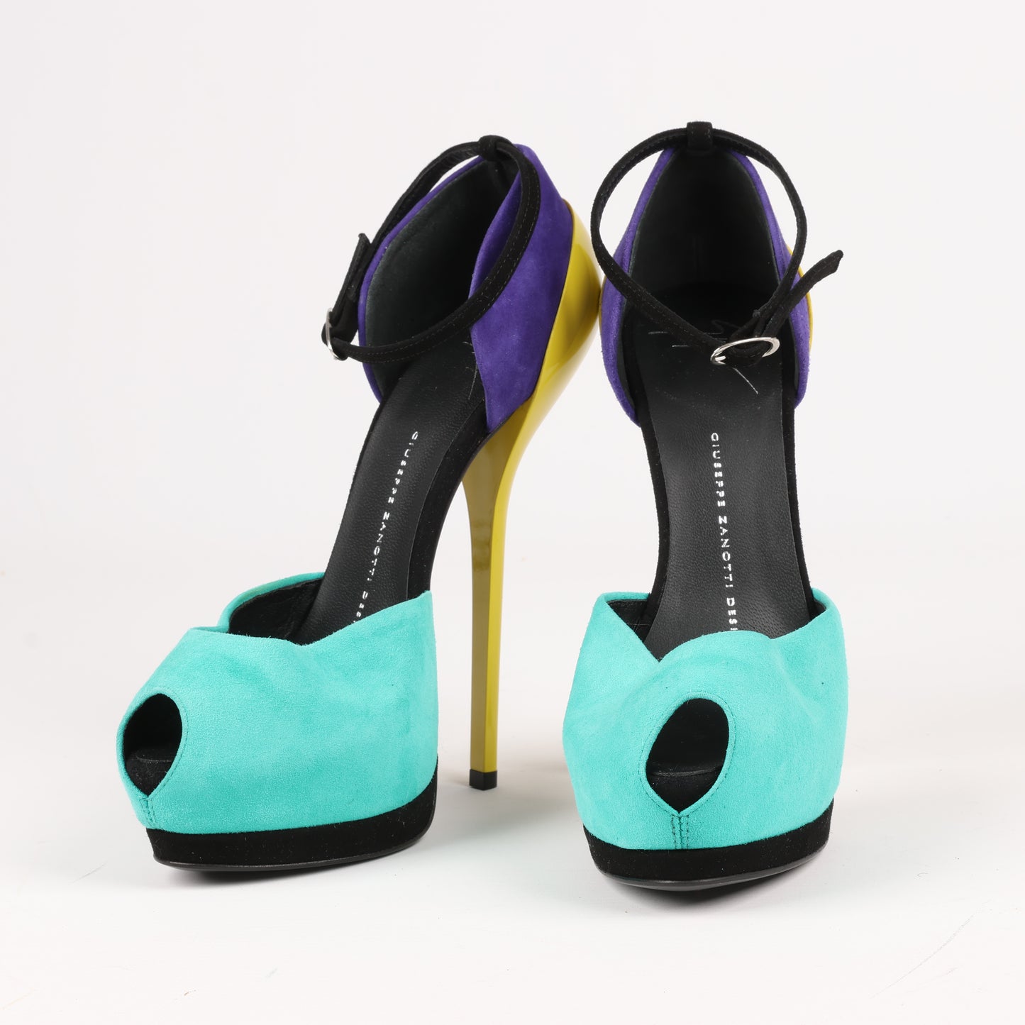 GIUSEPPE ZANNOTTI Suede Colorblock Pattern D'Orsay Pumps