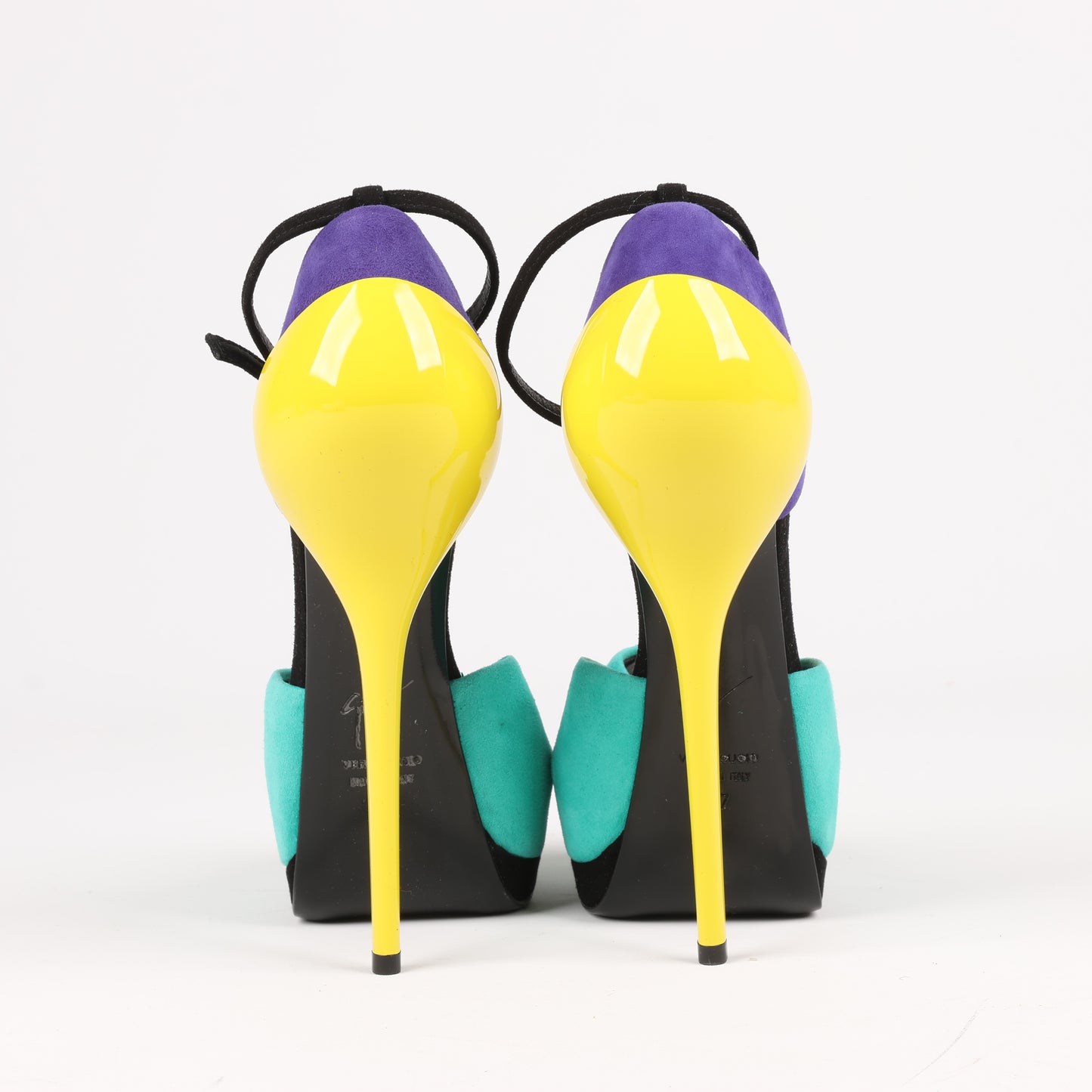 GIUSEPPE ZANNOTTI Suede Colorblock Pattern D'Orsay Pumps