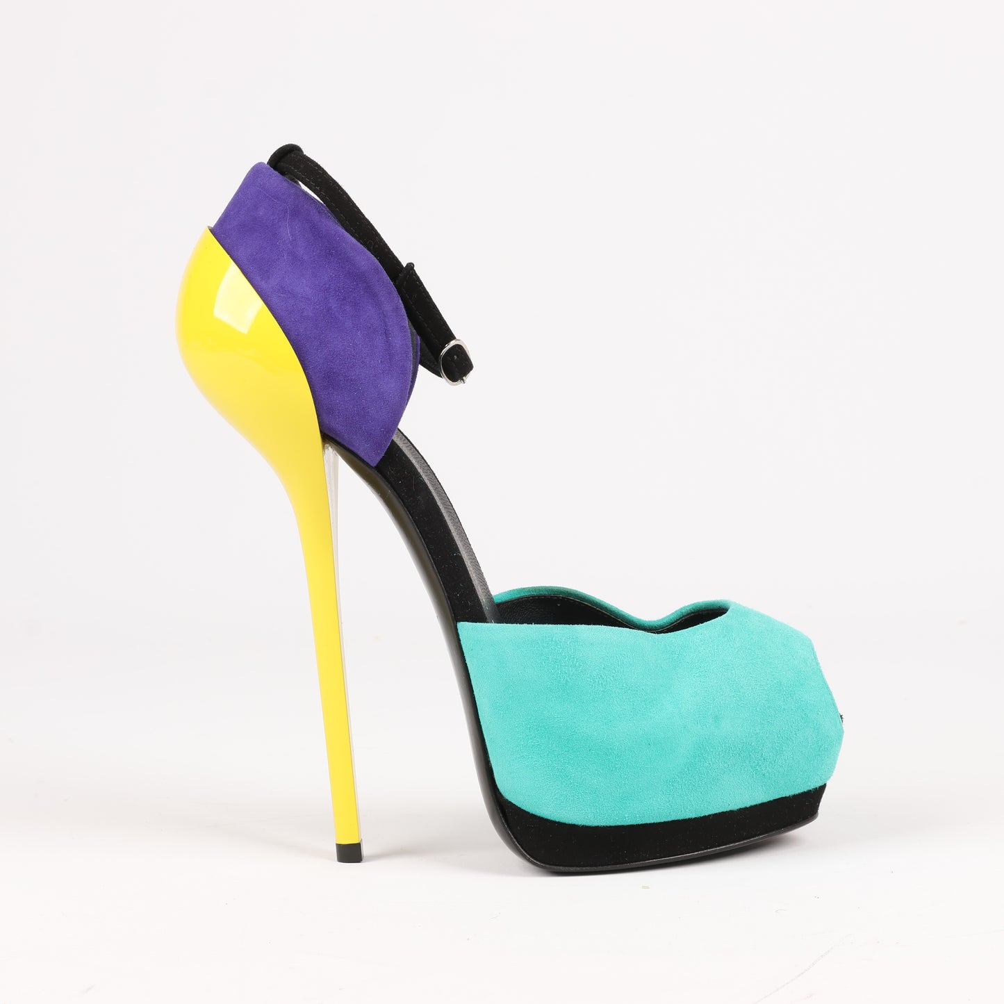 GIUSEPPE ZANNOTTI Suede Colorblock Pattern D'Orsay Pumps