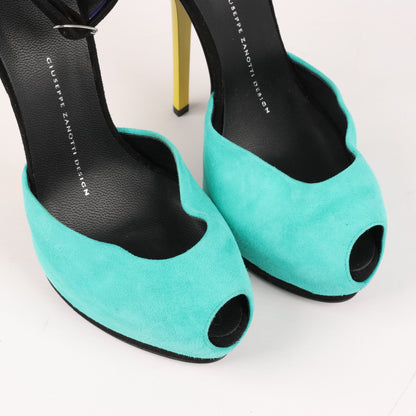 GIUSEPPE ZANNOTTI Suede Colorblock Pattern D'Orsay Pumps