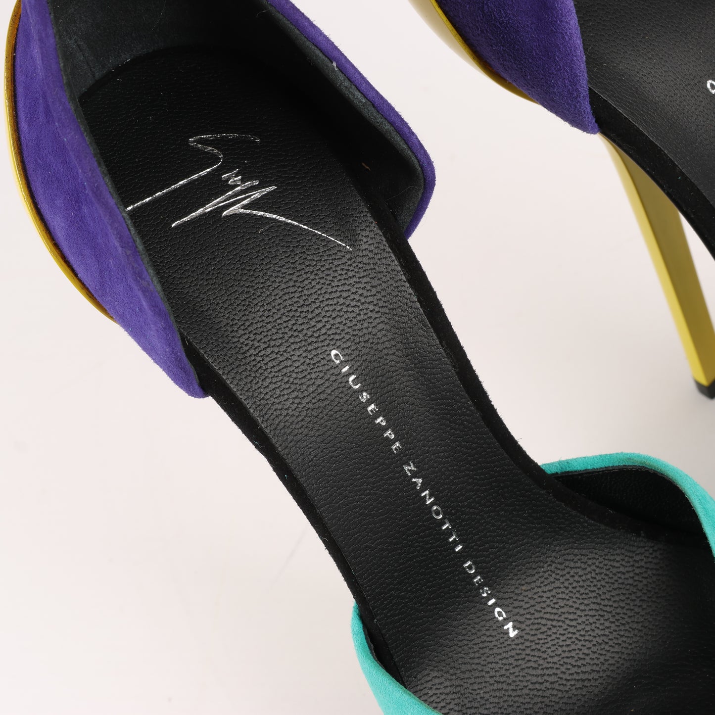 GIUSEPPE ZANNOTTI Suede Colorblock Pattern D'Orsay Pumps