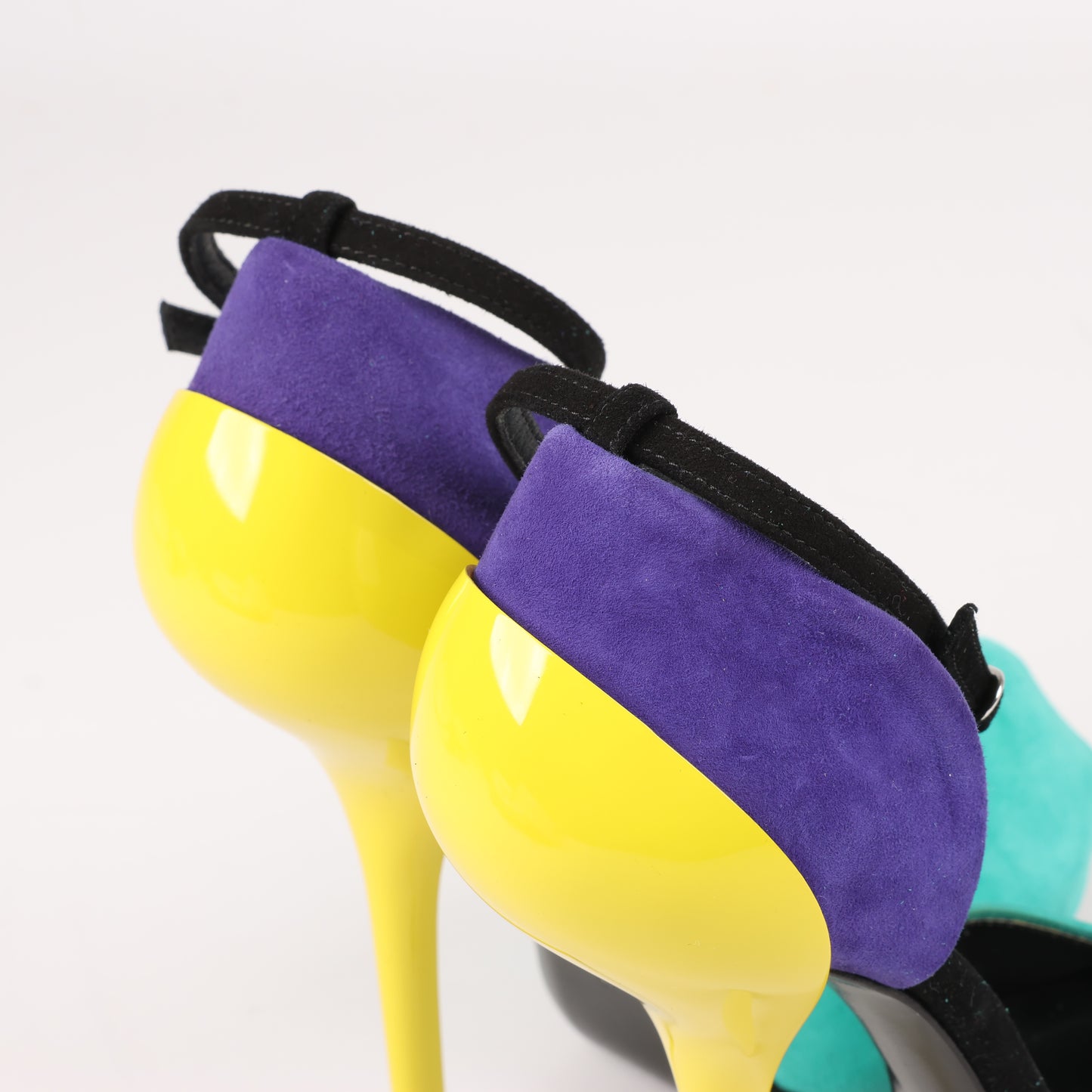 GIUSEPPE ZANNOTTI Suede Colorblock Pattern D'Orsay Pumps