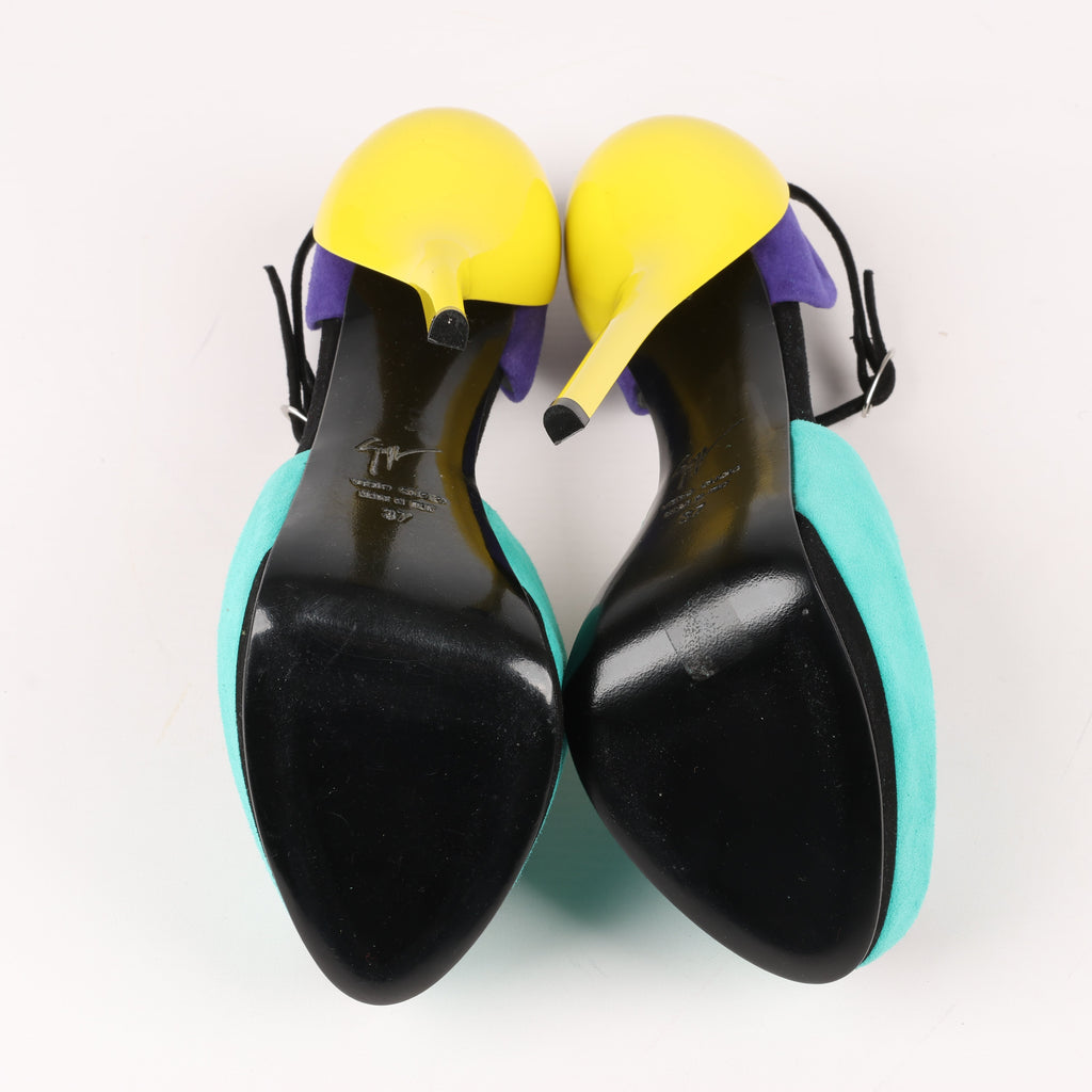GIUSEPPE ZANNOTTI Suede Colorblock Pattern D'Orsay Pumps