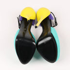 GIUSEPPE ZANNOTTI Suede Colorblock Pattern D'Orsay Pumps
