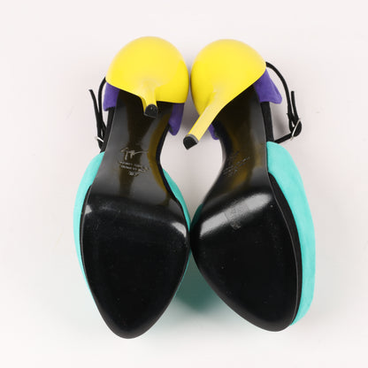 GIUSEPPE ZANNOTTI Suede Colorblock Pattern D'Orsay Pumps