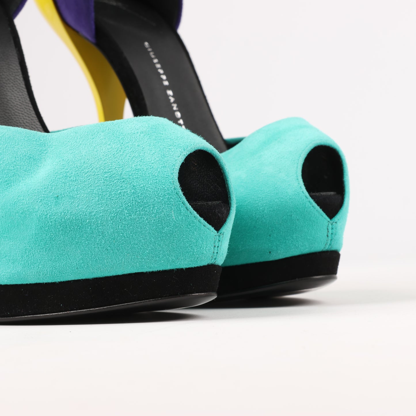 GIUSEPPE ZANNOTTI Suede Colorblock Pattern D'Orsay Pumps