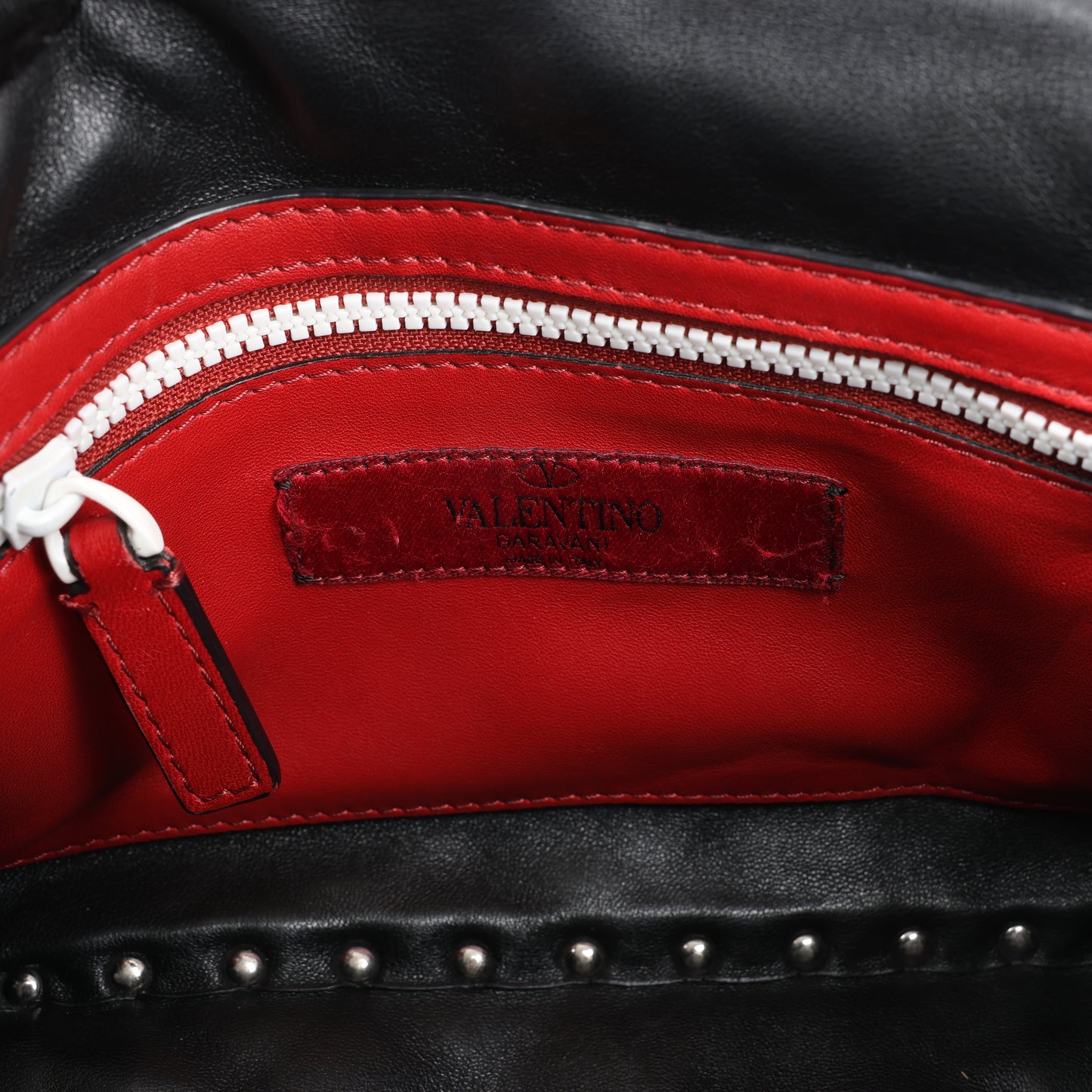 Sac à bandoulière Valentino Rockstud Spike Chain 2 voies, noir et blanc