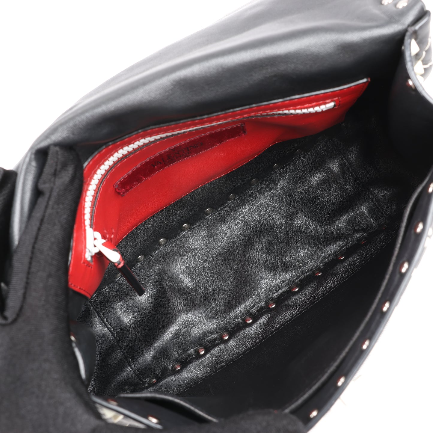 Sac à bandoulière Valentino Rockstud Spike Chain 2 voies, noir et blanc