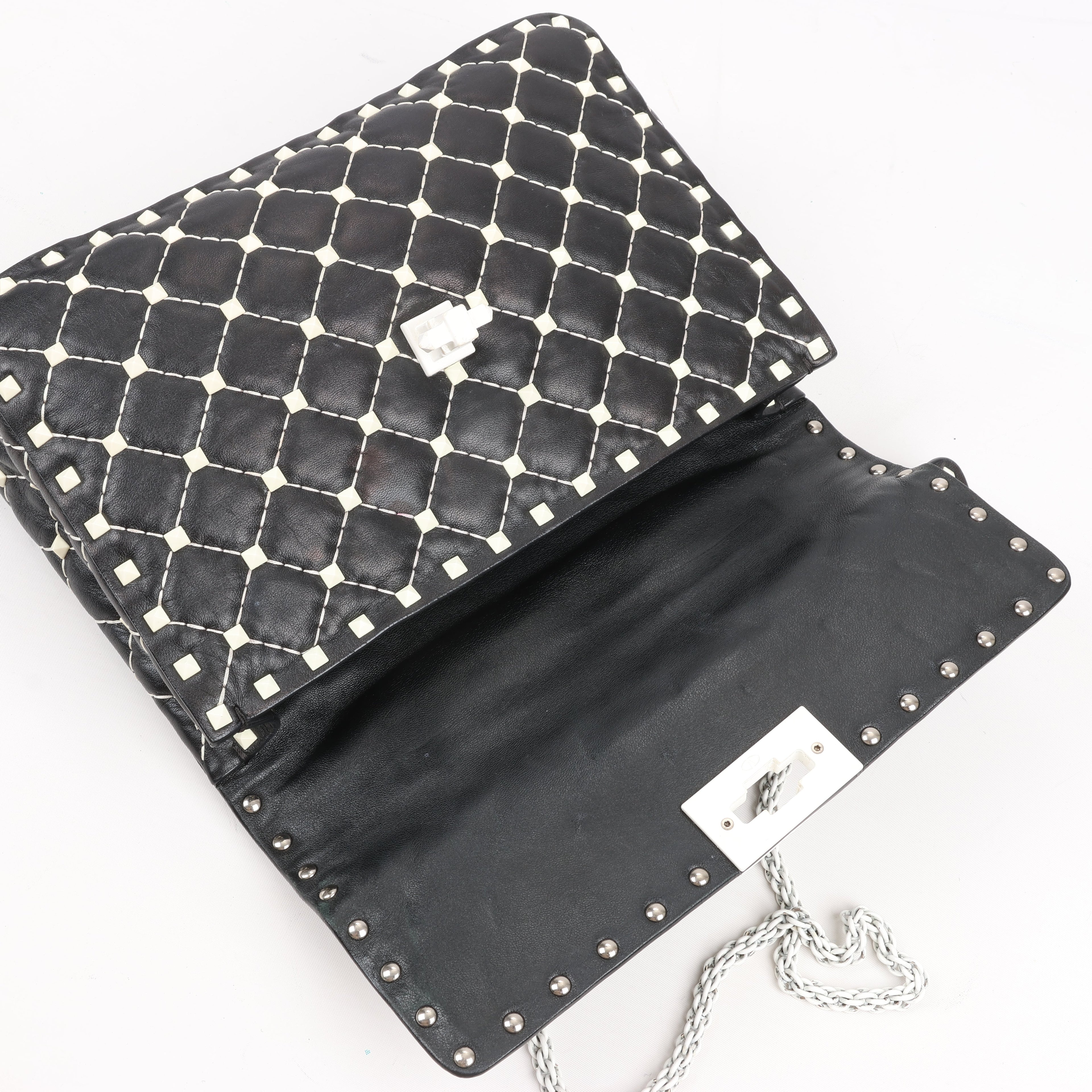 Valentino Rockstud Spike Chain 2Way Shoulder Bag in Black x White