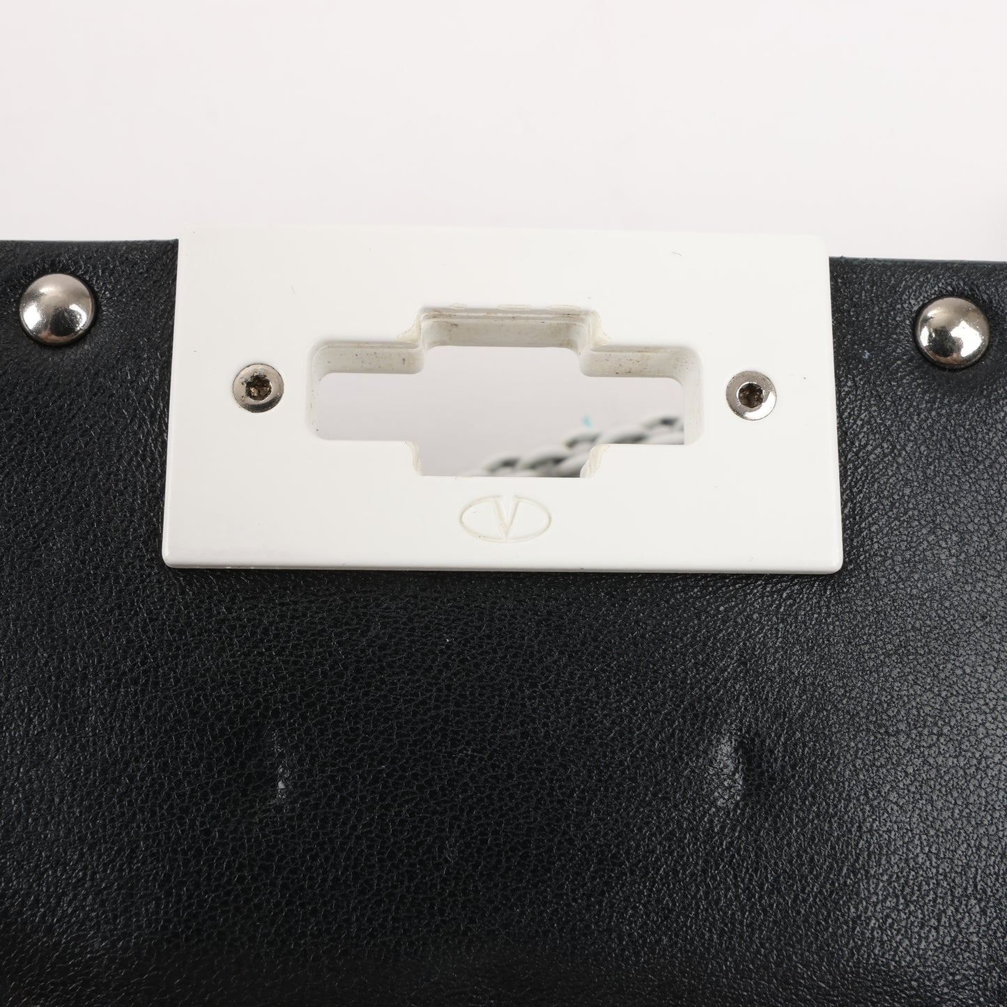 Sac à bandoulière Valentino Rockstud Spike Chain 2 voies, noir et blanc