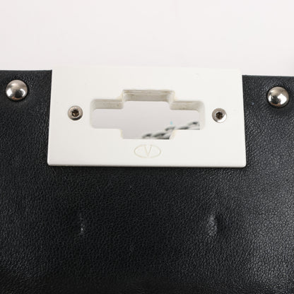 Sac à bandoulière Valentino Rockstud Spike Chain 2 voies, noir et blanc