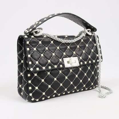 Valentino Rockstud Spike Chain 2Way Shoulder Bag in Black x White