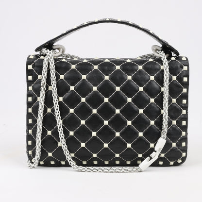 Sac à bandoulière Valentino Rockstud Spike Chain 2 voies, noir et blanc