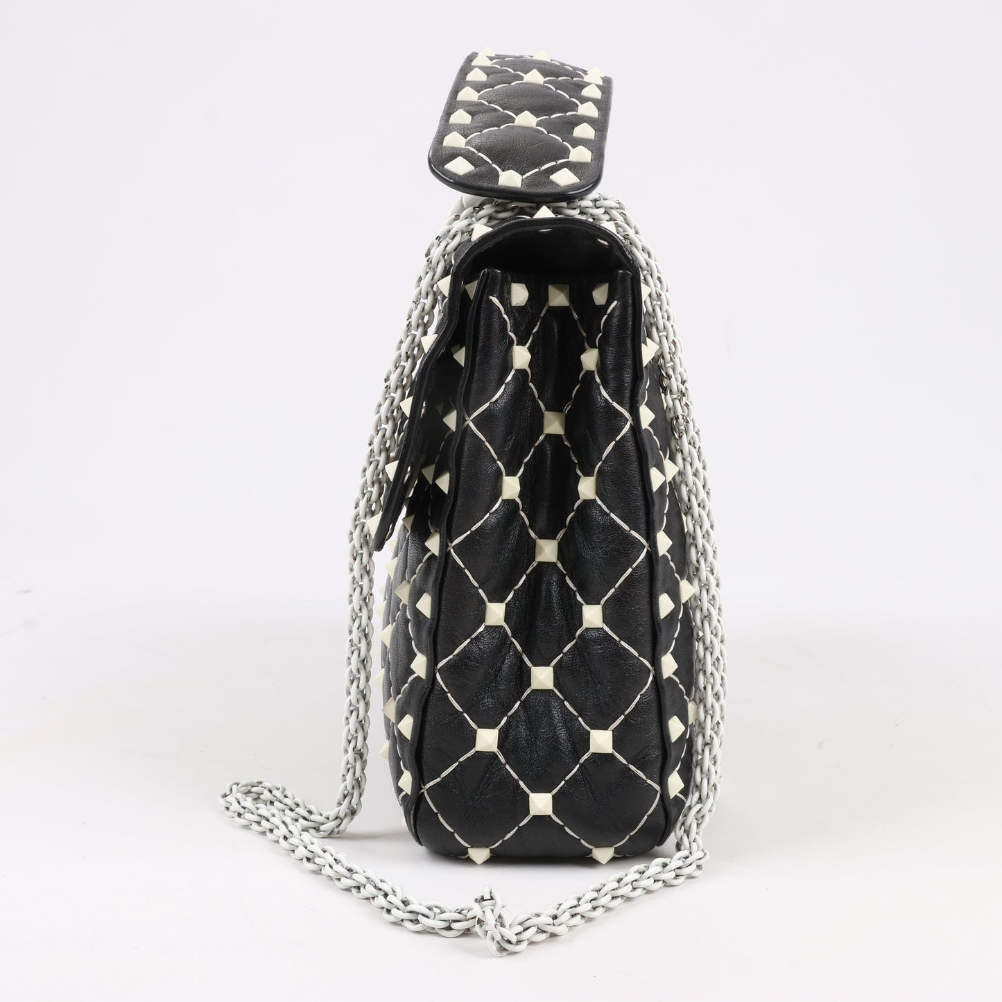 Valentino Rockstud Spike Chain 2Way Shoulder Bag in Black x White