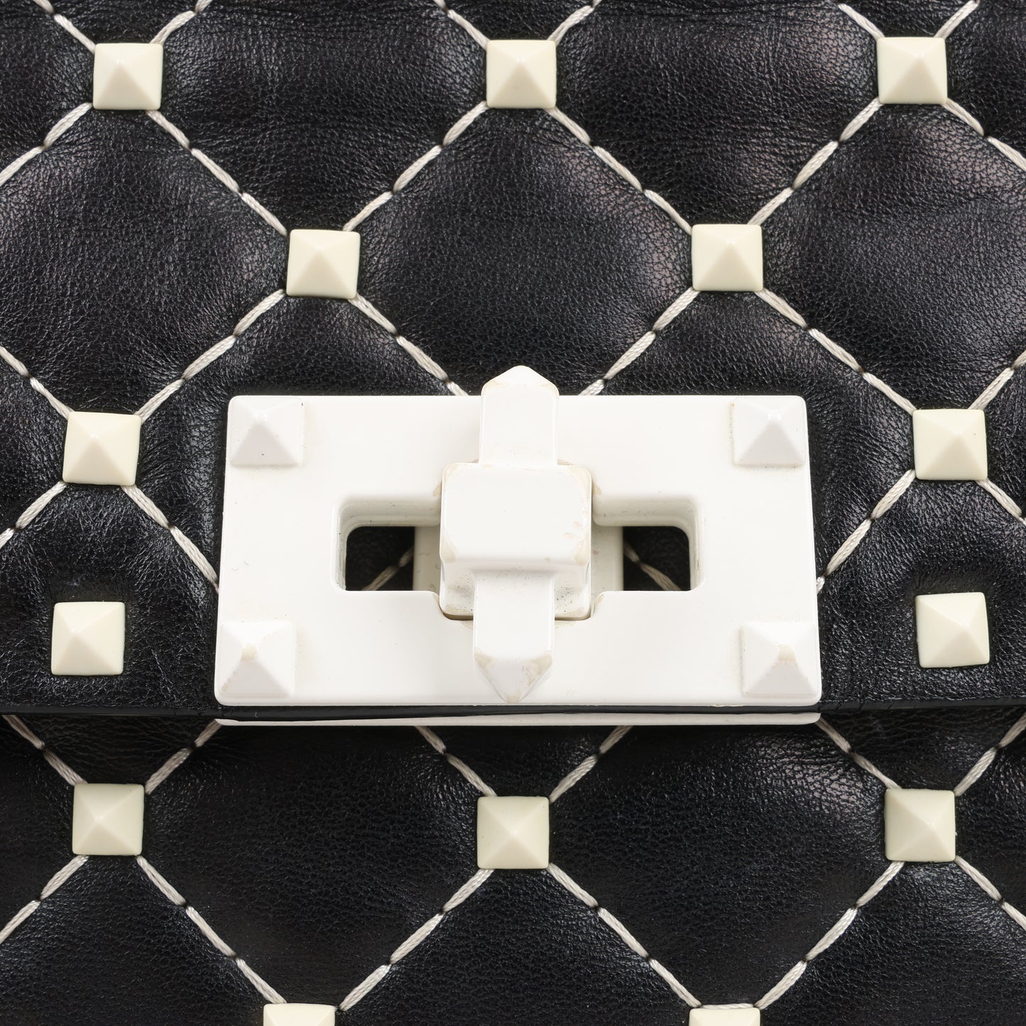 Sac à bandoulière Valentino Rockstud Spike Chain 2 voies, noir et blanc