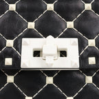 Valentino Rockstud Spike Chain 2Way Shoulder Bag in Black x White