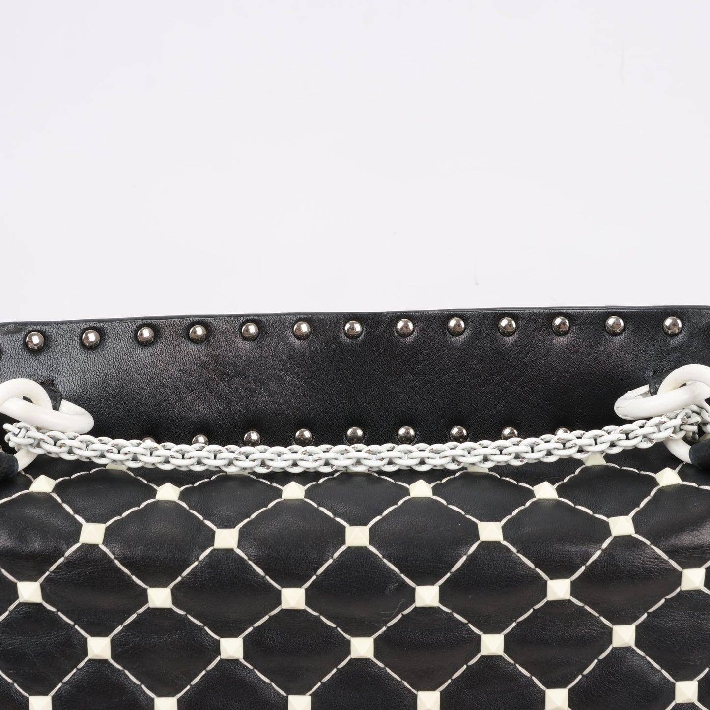 Valentino Rockstud Spike Chain 2Way Shoulder Bag in Black x White