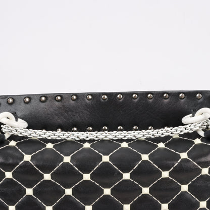 Valentino Rockstud Spike Chain 2Way Shoulder Bag in Black x White