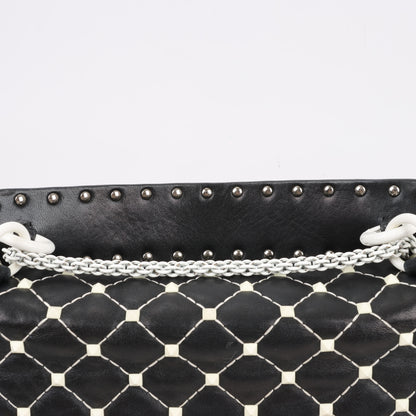 Sac à bandoulière Valentino Rockstud Spike Chain 2 voies, noir et blanc