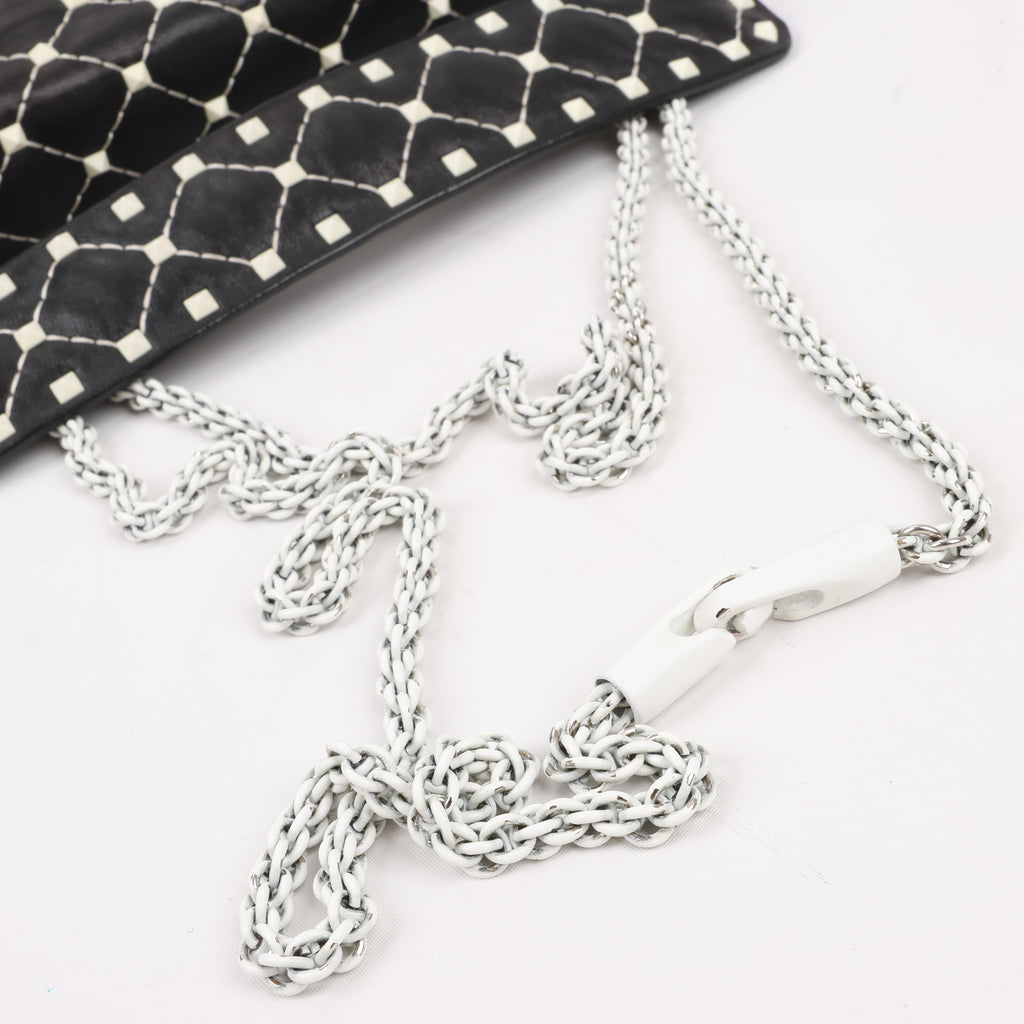 Valentino Rockstud Spike Chain 2Way Shoulder Bag in Black x White