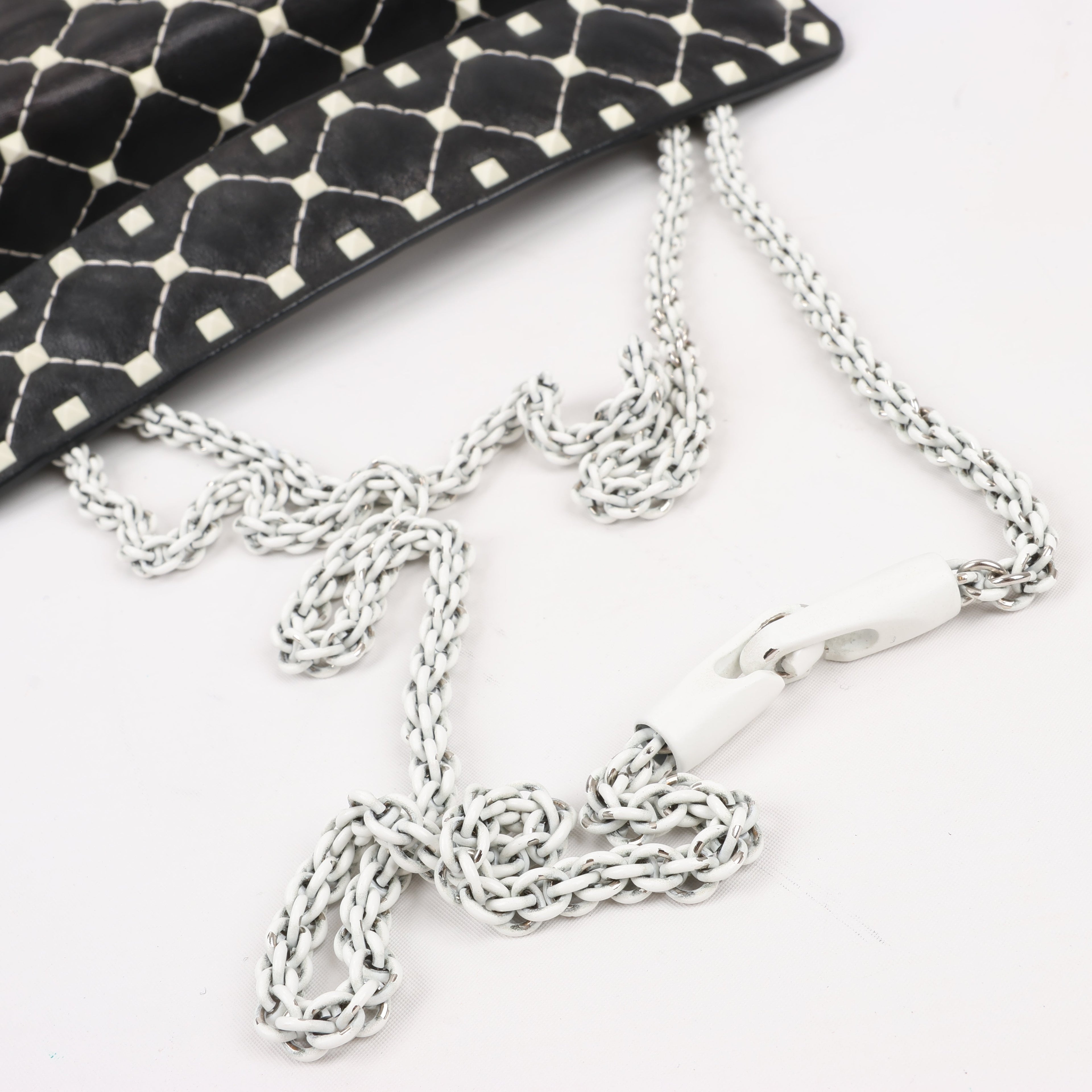 Valentino Rockstud Spike Chain 2Way Shoulder Bag in Black x White