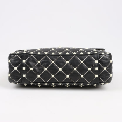Sac à bandoulière Valentino Rockstud Spike Chain 2 voies, noir et blanc