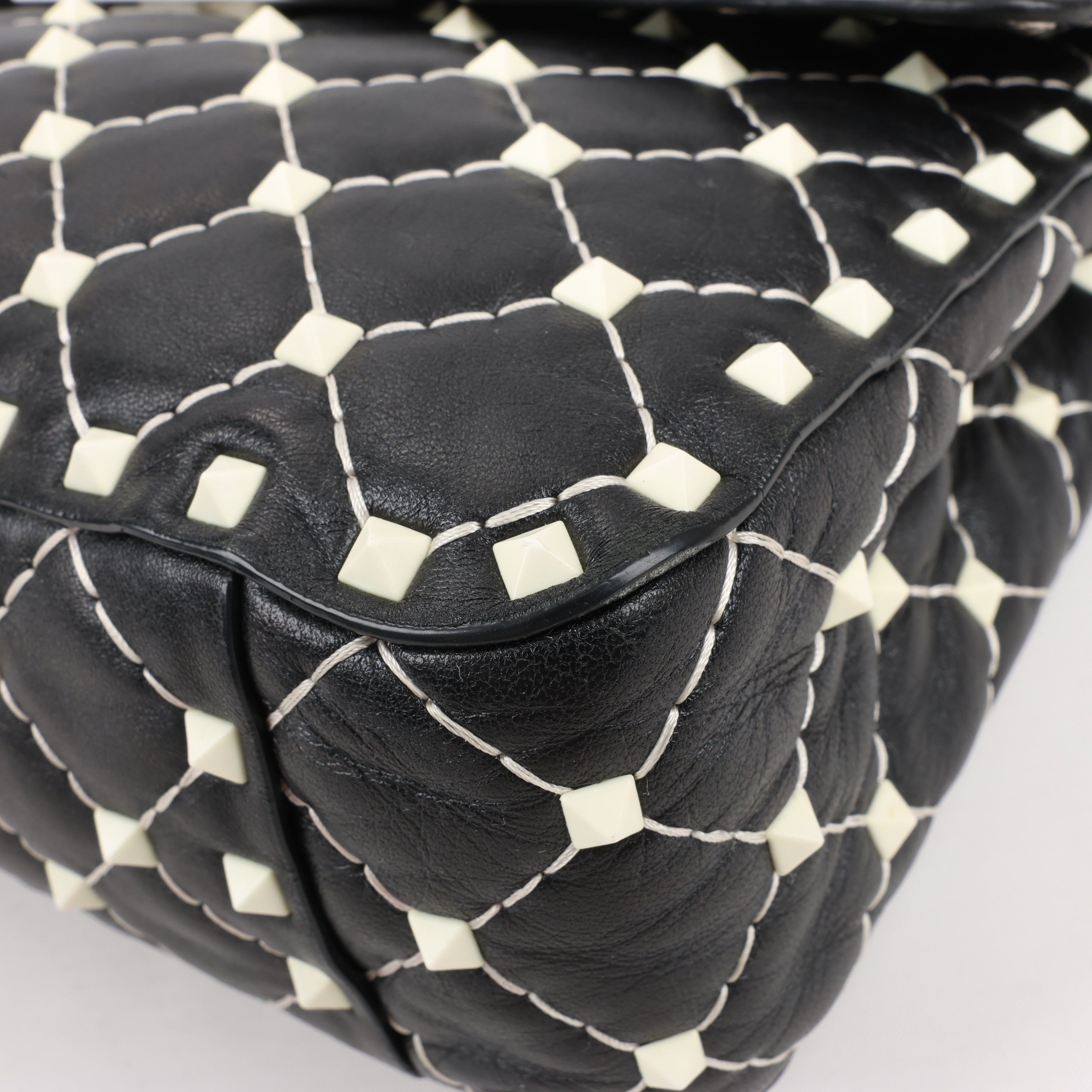 Valentino Rockstud Spike Chain 2Way Shoulder Bag in Black x White