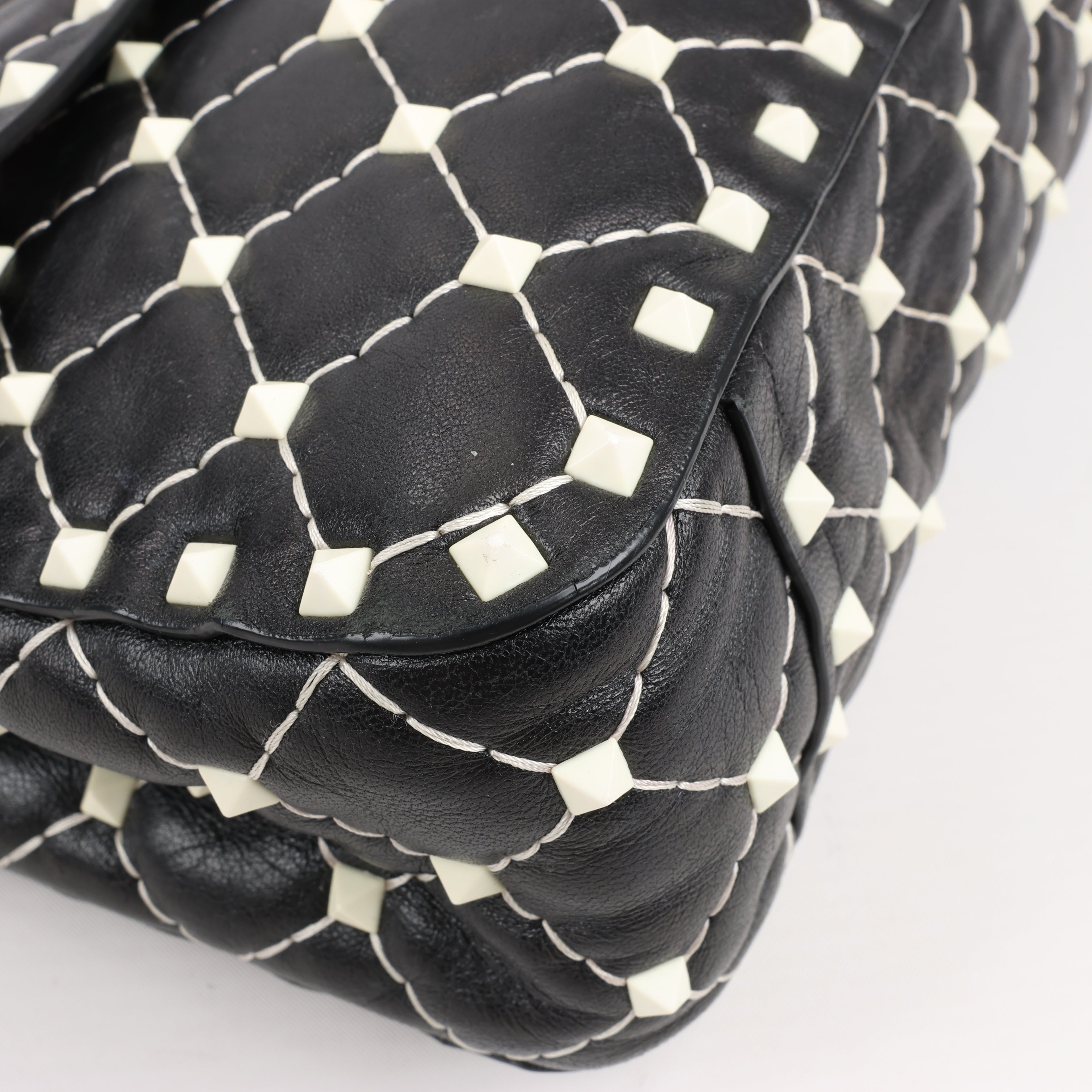 Valentino Rockstud Spike Chain 2Way Shoulder Bag in Black x White