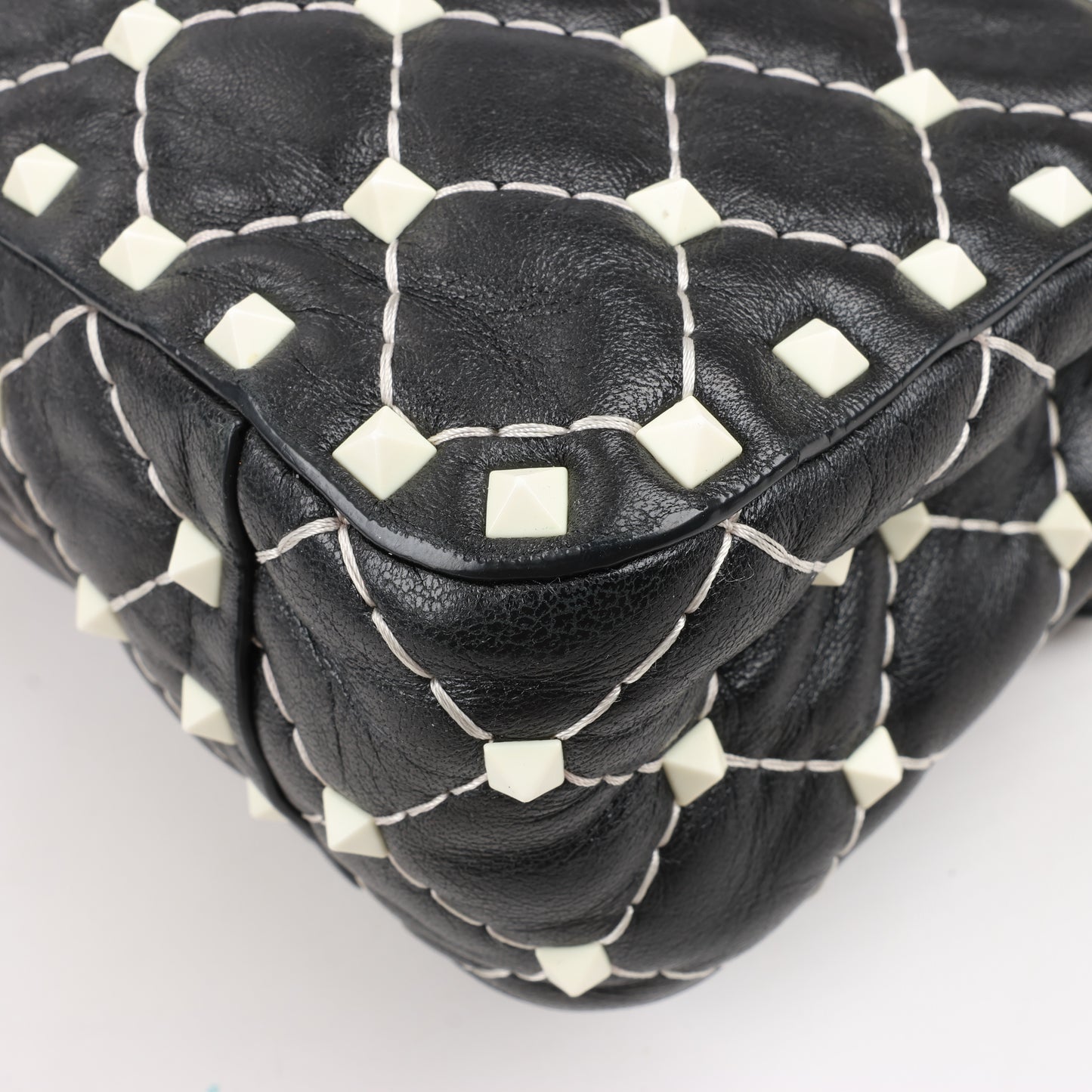 Sac à bandoulière Valentino Rockstud Spike Chain 2 voies, noir et blanc