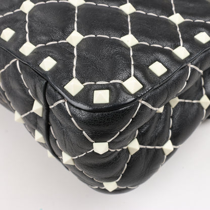 Sac à bandoulière Valentino Rockstud Spike Chain 2 voies, noir et blanc