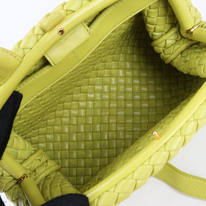 Bottega Veneta Intrecciato Small Leather 2Way Handbag in Yellowish Green
