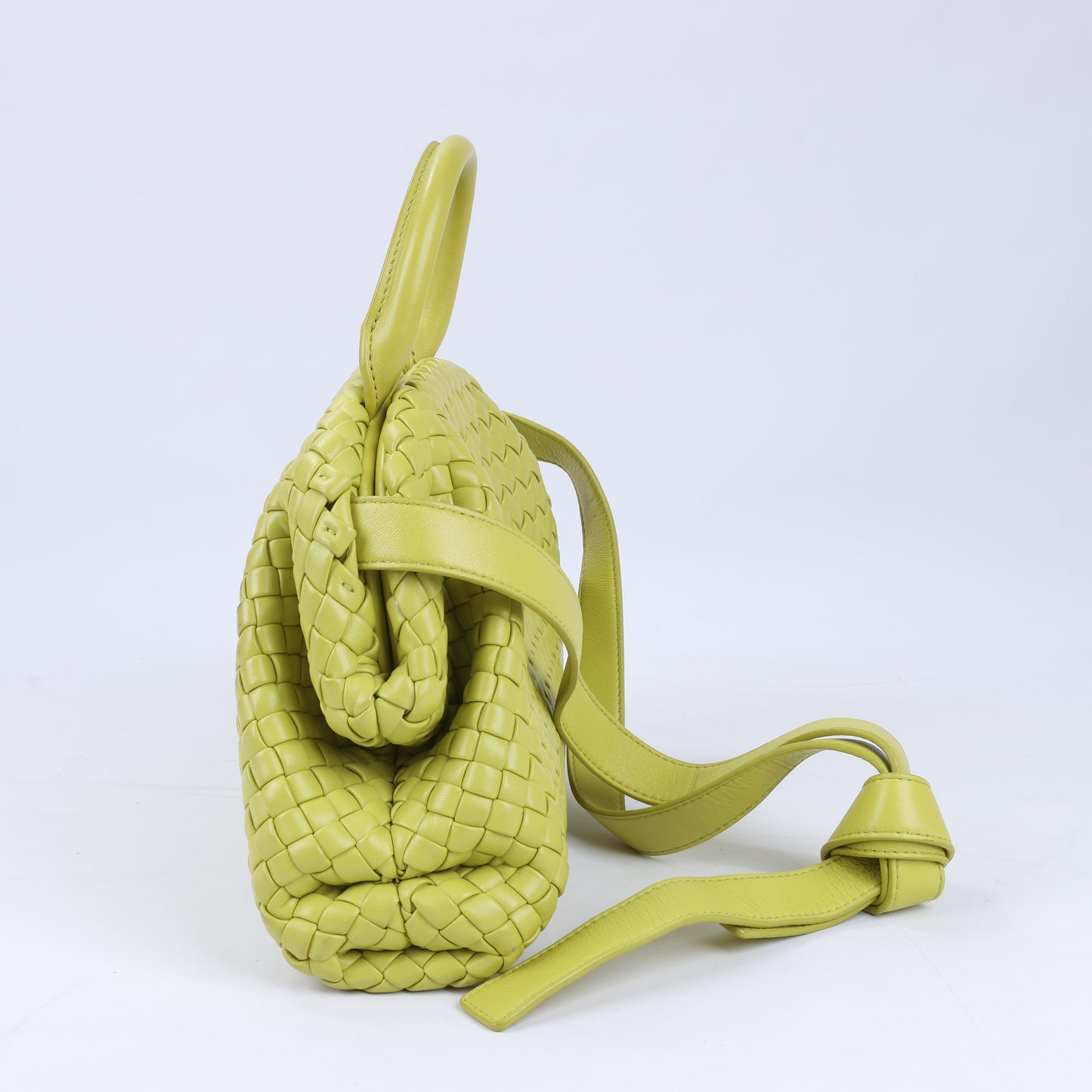 Bottega Veneta Intrecciato Small Leather 2Way Handbag in Yellowish Green