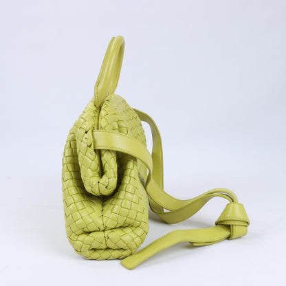 Bottega Veneta Intrecciato Small Leather 2Way Handbag in Yellowish Green
