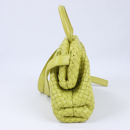 Bottega Veneta Intrecciato Small Leather 2Way Handbag in Yellowish Green