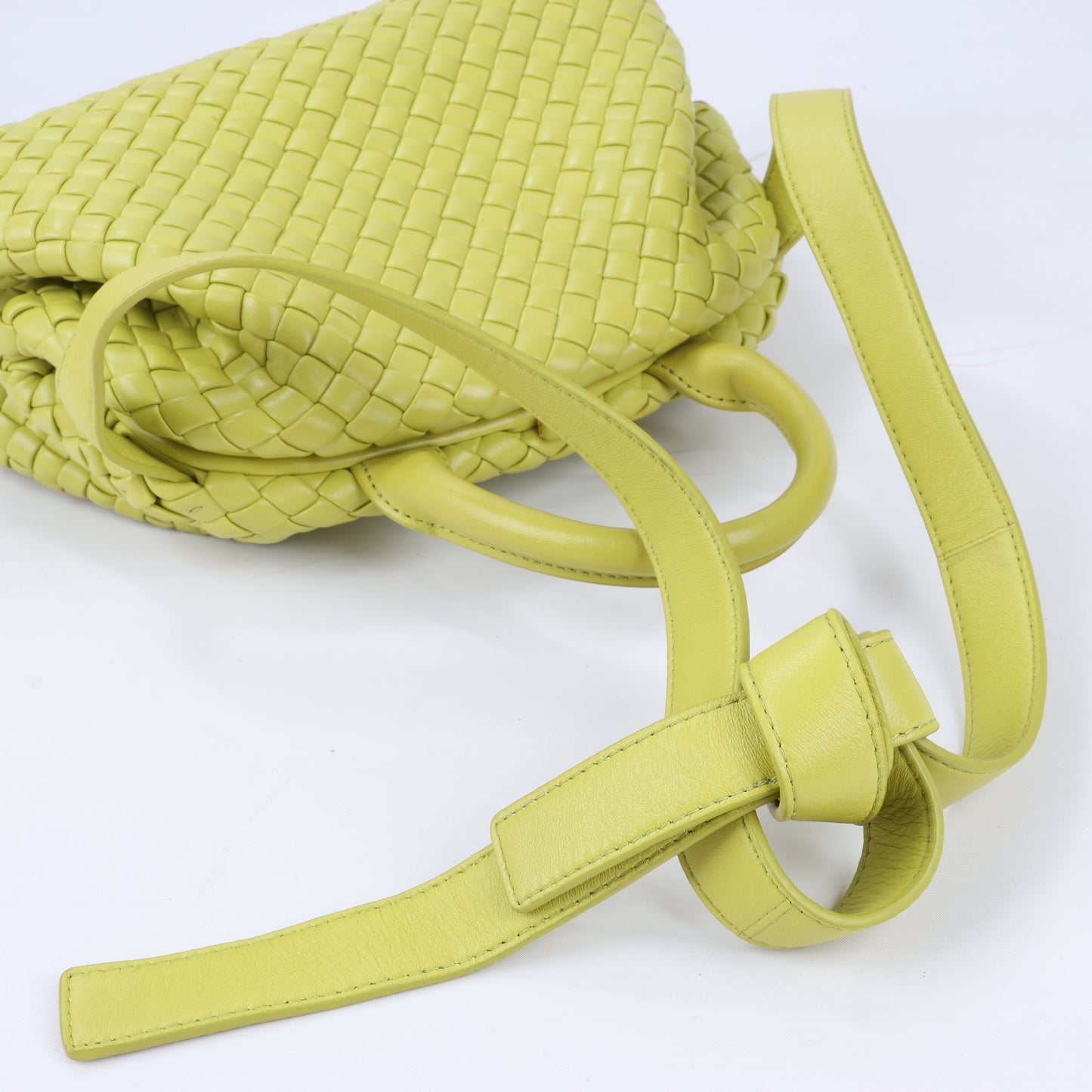 Bottega Veneta Intrecciato Small Leather 2Way Handbag in Yellowish Green