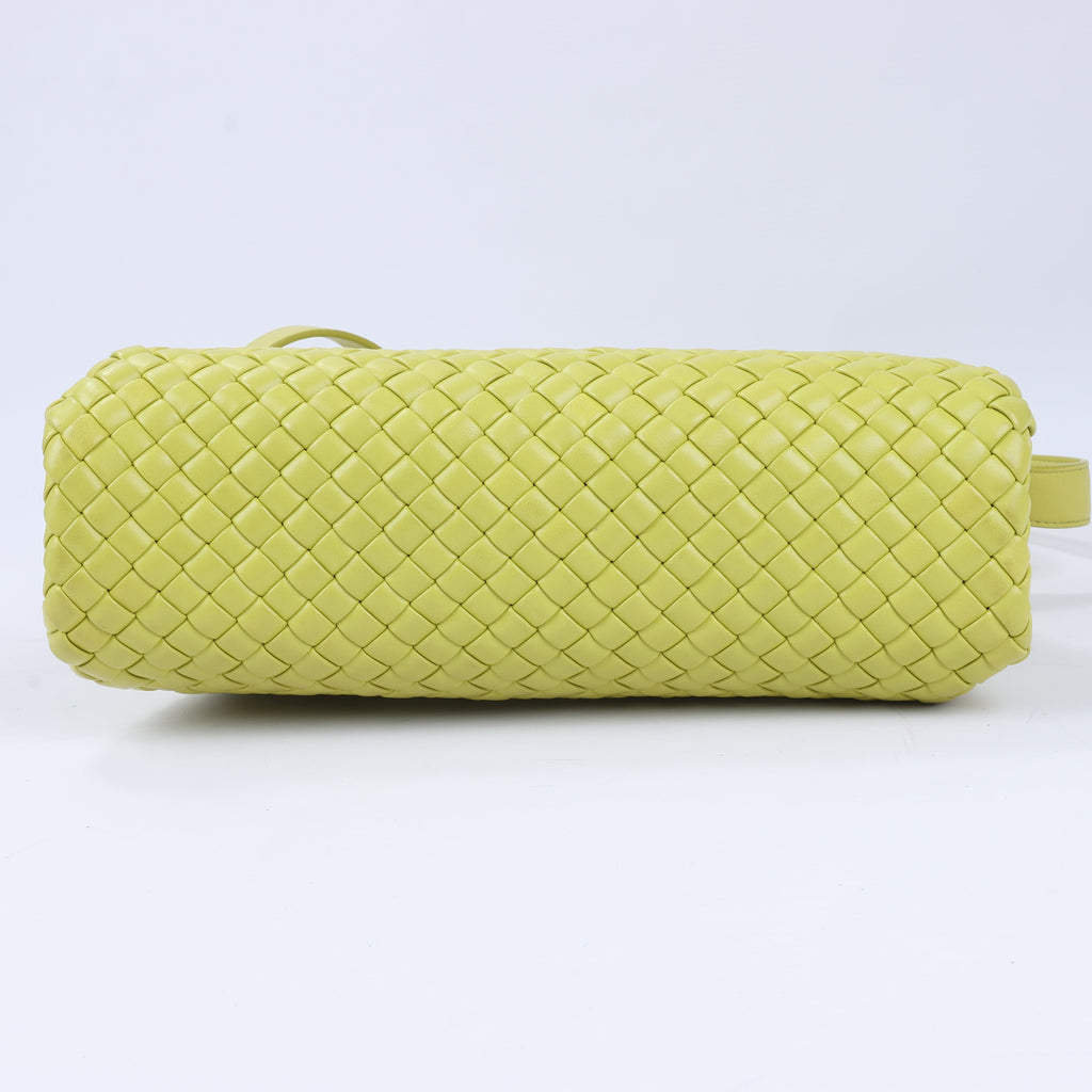 Bottega Veneta Intrecciato Small Leather 2Way Handbag in Yellowish Green