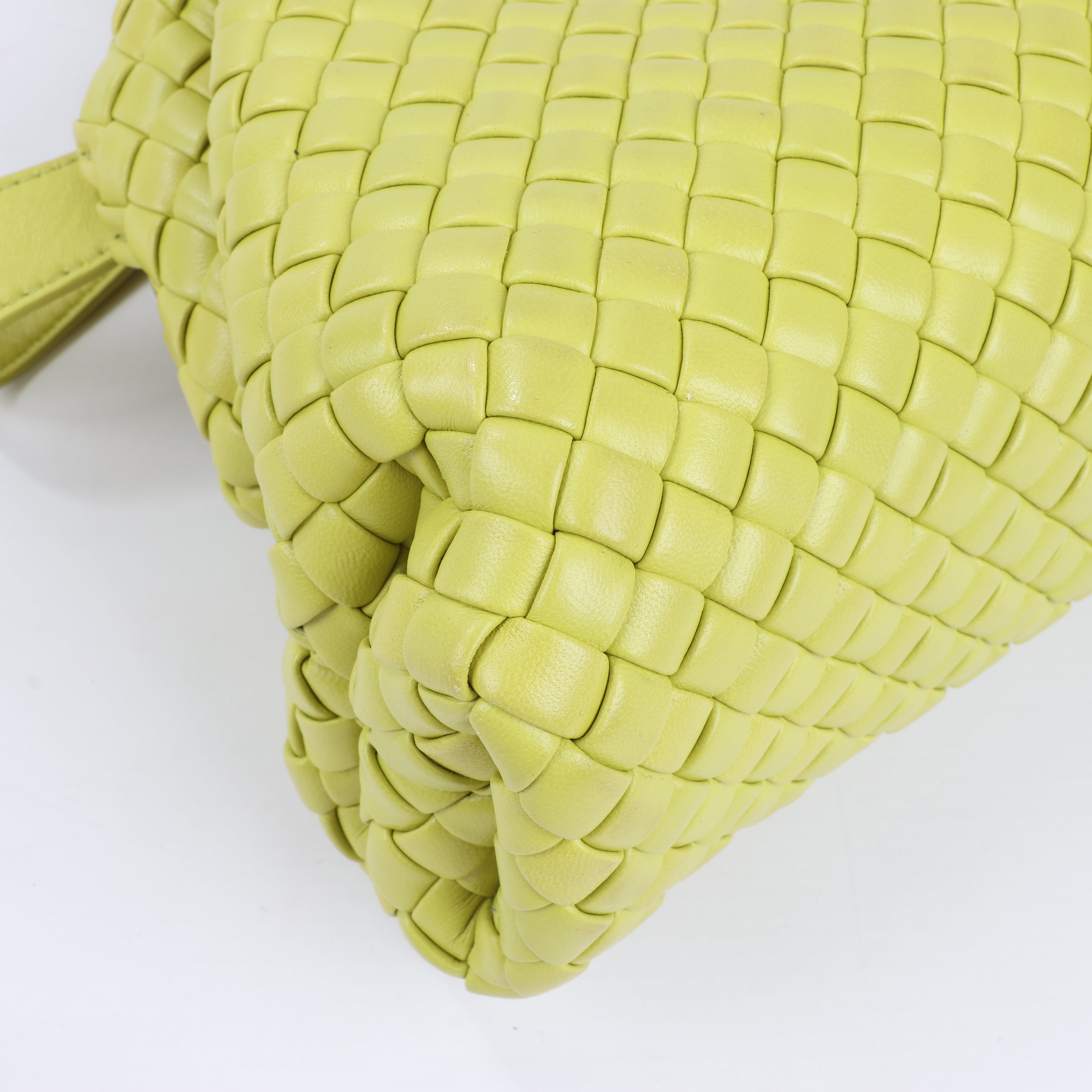 Bottega Veneta Intrecciato Small Leather 2Way Handbag in Yellowish Green