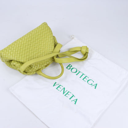 Bottega Veneta Intrecciato Small Leather 2Way Handbag in Yellowish Green