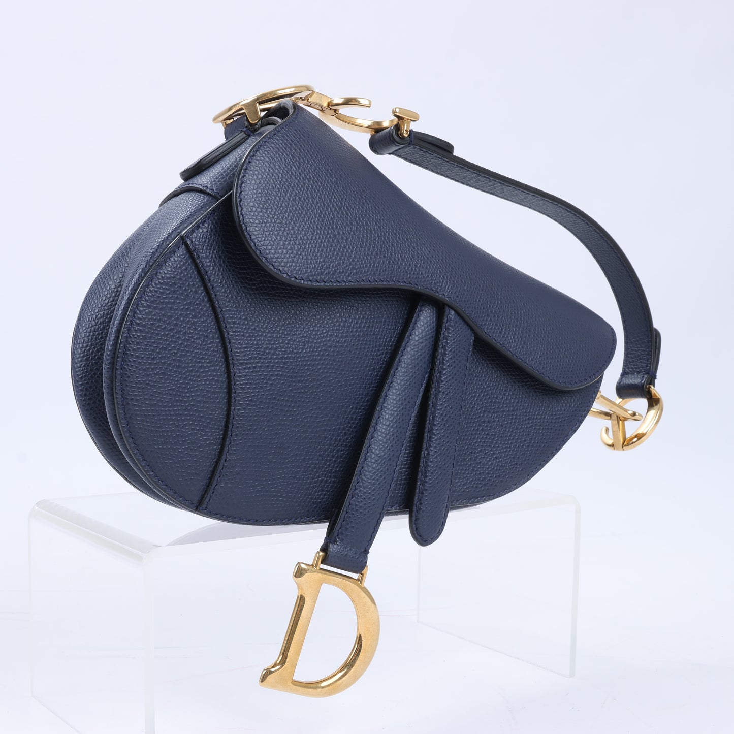 Sac à main Christian Dior Saddle Mini en cuir bleu marine