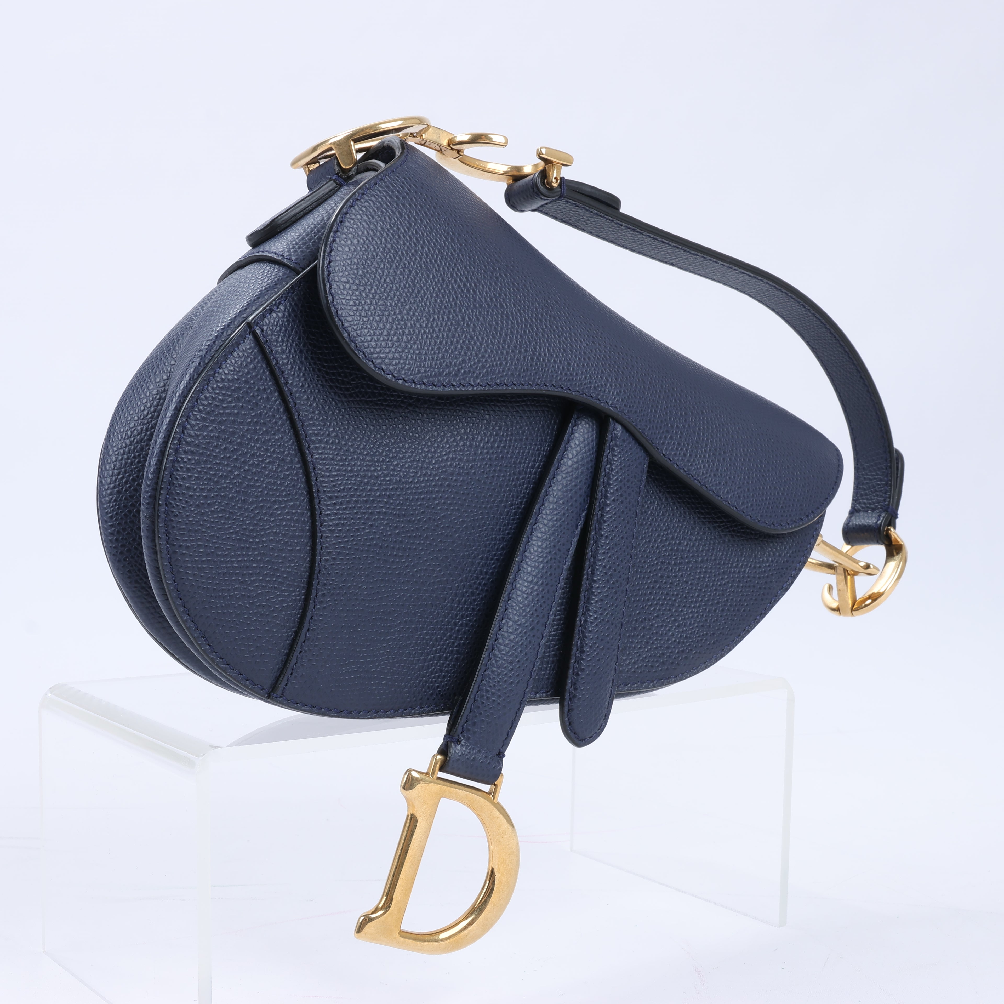 Dior Saddle Mini Bag Leather Handbag in Navy Blue