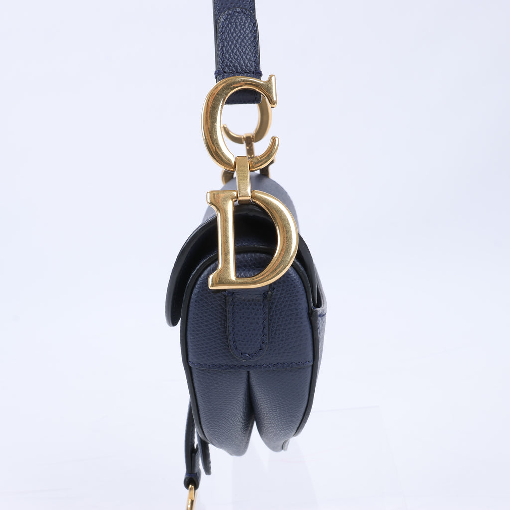 Dior Saddle Mini Bag Leather Handbag in Navy Blue